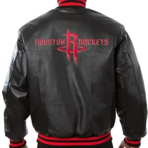 Houston Rocket Black Leather Bomber Jacket
