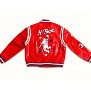 Houston Rocket Leather Bomber Full Snap Jacket 1