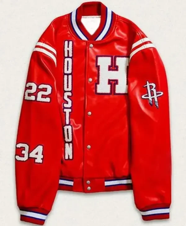 Leather Jacket Rockets Houston Rockets Leather Bomber Full Snap Jacket - Vanquishe