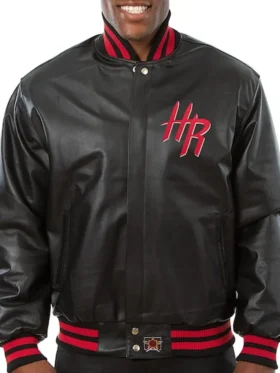Houston Rockets Black Leather Bomber Jacket