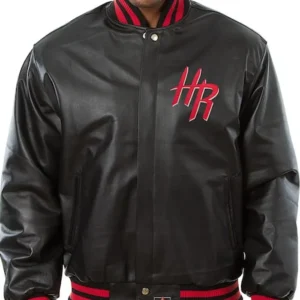 Houston Rockets Black Leather Bomber Jacket
