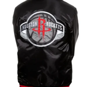 Houston Rockets Black Satin Bomber Jacket