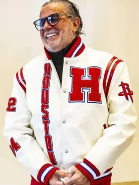 Houston Rockets Leather Bomber Full Snap Jacket 1
