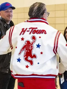 Houston Rockets Leather Bomber Full Snap Jacket