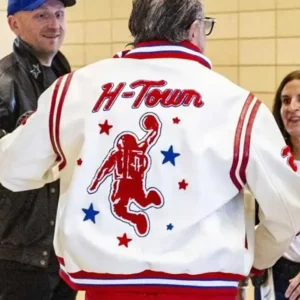 Houston Rockets Leather Bomber Full Snap Jacket