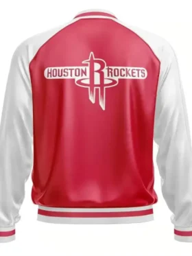 Houston Rockets Red And White Bomber Leather Jacket