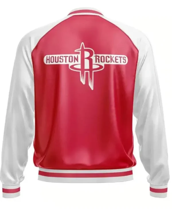 Leather Jacket Rockets Houston Rockets Red And White Bomber Leather Zipper Jacket - Vanquishe