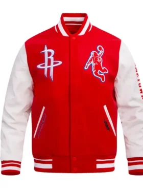 Houston Rockets Red And White Wool Varsity Jacket