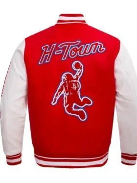 Houston Rockets Red White Wool Varsity Jacket