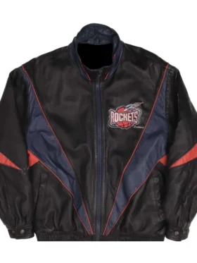 Houston Rockets Vintage Leather Zipper Jacket