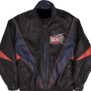 Houston Rockets Vintage Leather Zipper Jacket