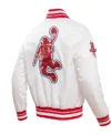 Houston Rockets White Red Bomber Satin Jacket