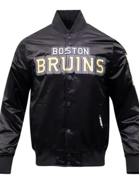 Irwin NHL Boston Bruins Glam Black Satin Varsity Jacket
