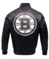Irwin NHL Boston Bruins Glam Black Satin Varsity Jacket Back