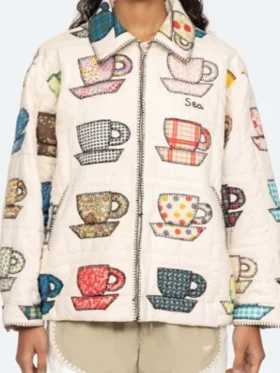JoAnna Garcia Sweet Magnolias Swisher Tea Cups Print Jacket For Sale