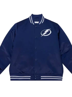 Joanie Tampa Bay Lightning Heavyweight Blue Satin Varsity Jacket