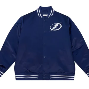 Joanie Tampa Bay Lightning Heavyweight Blue Satin Varsity Jacket