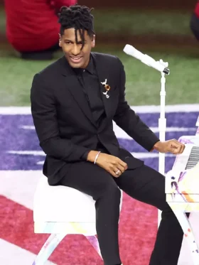 Jon Batiste Super Bowl 2025 Black suit