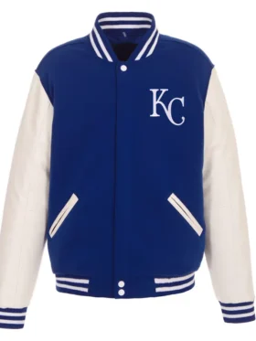 Kansas City Royals Fleece Jacket With Leather Sleeves