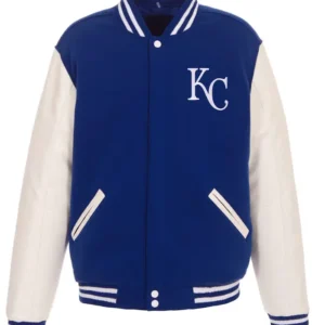 Kansas City Royals Fleece Jacket With Leather Sleeves