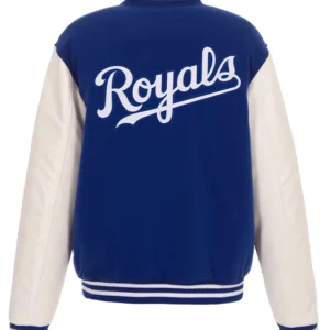 Kansas City Royals Fleece Jacket With Leather Sleeves Back