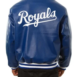 Kansas City Royals Real Leather Blue Jacket Back
