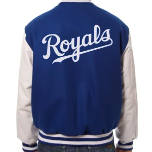 Kansas City Royals Two tone Wool And Leather Jacket Back