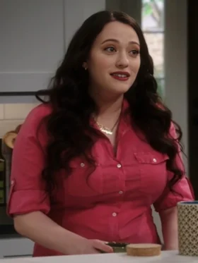 Kat Dennings Shifting Gears Pink Cotton Shirt
