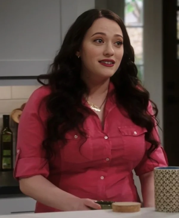 Kat Dennings Shifting Gears Pink Cotton Shirt