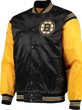 Korey Boston Bruins Yellow and Black Satin Jacket