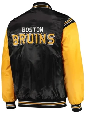 Korey Boston Bruins Yellow and Black Satin Jacket Back
