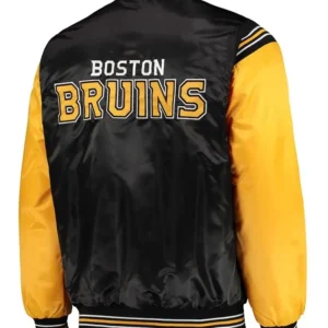 Korey Boston Bruins Yellow and Black Satin Jacket Back