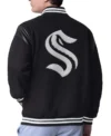 Kraken Black Wool Varsity Jacket Back