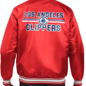 La Clippers Red Full Snap Starter Bomber Jacket 1