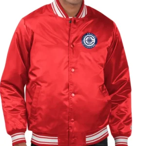 La Clippers Red Full Snap Starter Bomber Jacket