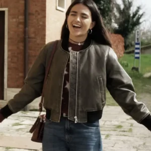 La Dolce Villa Maia Reficco Brown Leather Bomber Jacket 2