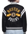 Laury Boston Bruins Printed Black Varsity Satin Jacket Back