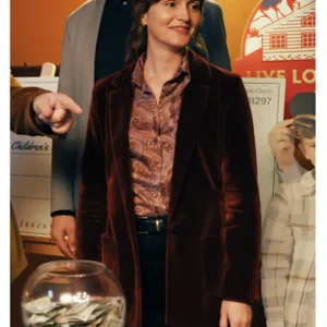 Leighton Meester Good Cop Bad Cop Maroon Velvet Blazer