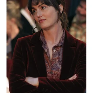 Leighton Meester Good Cop Bad Cop Maroon Velvet Blazer For Sale