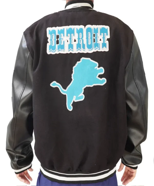 Leonor Detroit Lions Black Wool Varsity Jacket Back
