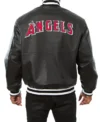 Los Angeles Angels Black Bomber Leather Jacket Back