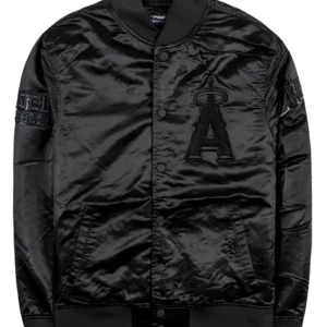 Los Angeles Angels Black Bomber Satin Jacket