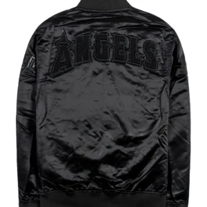 Los Angeles Angels Black Bomber Satin Jacket Back