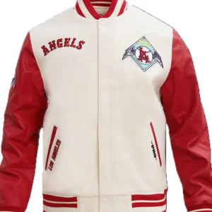 Los Angeles Angels White And Red Varsity Wool Jacket