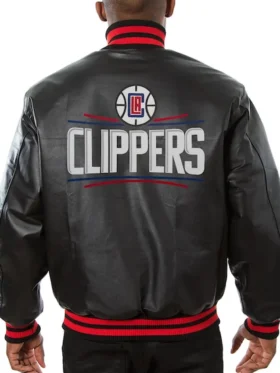 Los Angeles Clipper Black Leather Bomber Jacket