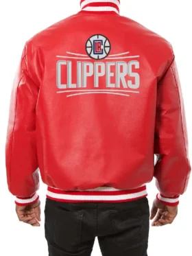 Los Angeles Clipper Red Leather Bomber Jacket