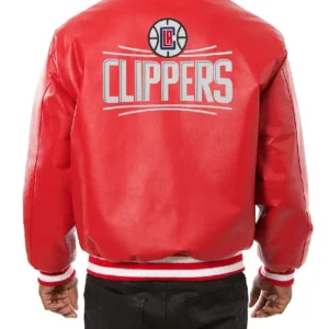 Los Angeles Clipper Red Leather Bomber Jacket