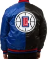 Los Angeles Clippers Black Blue Bomber Satin Jacket