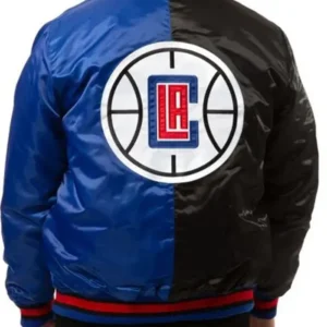 Los Angeles Clippers Black Blue Bomber Satin Jacket