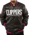 Los Angeles Clippers Black Bomber Satin Jacket